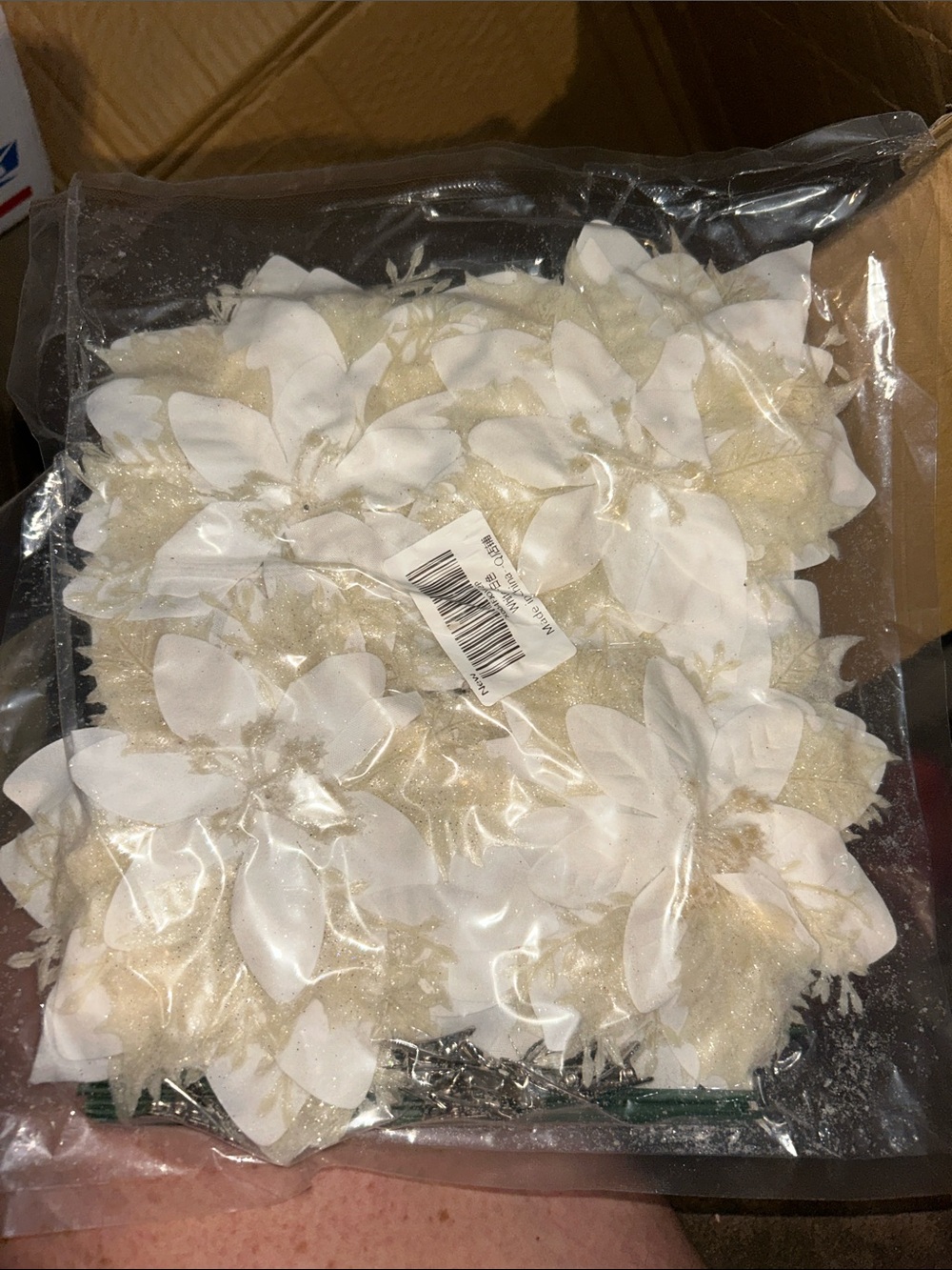 White poinsettia Flowers  - 3D Fabric Flowers